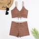 thumbnail image 3 of Traje de baño con pliegues de ángulo plano conservador para mujer informal con estilo Bikini cómodo hueco con estampado OAVQHLG3B Store  lin121212, 3 of 3
