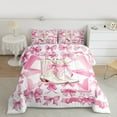 thumbnail image 2 of jejeloiu Western Cowgirl Boots Queen Comforter Set,Cartoon Bowtie Bow Bedding Sets,Pink White Bedding Comforter Set For Girls,Microfiber Bedroom Decor Reversible,3pcs, 2 of 8