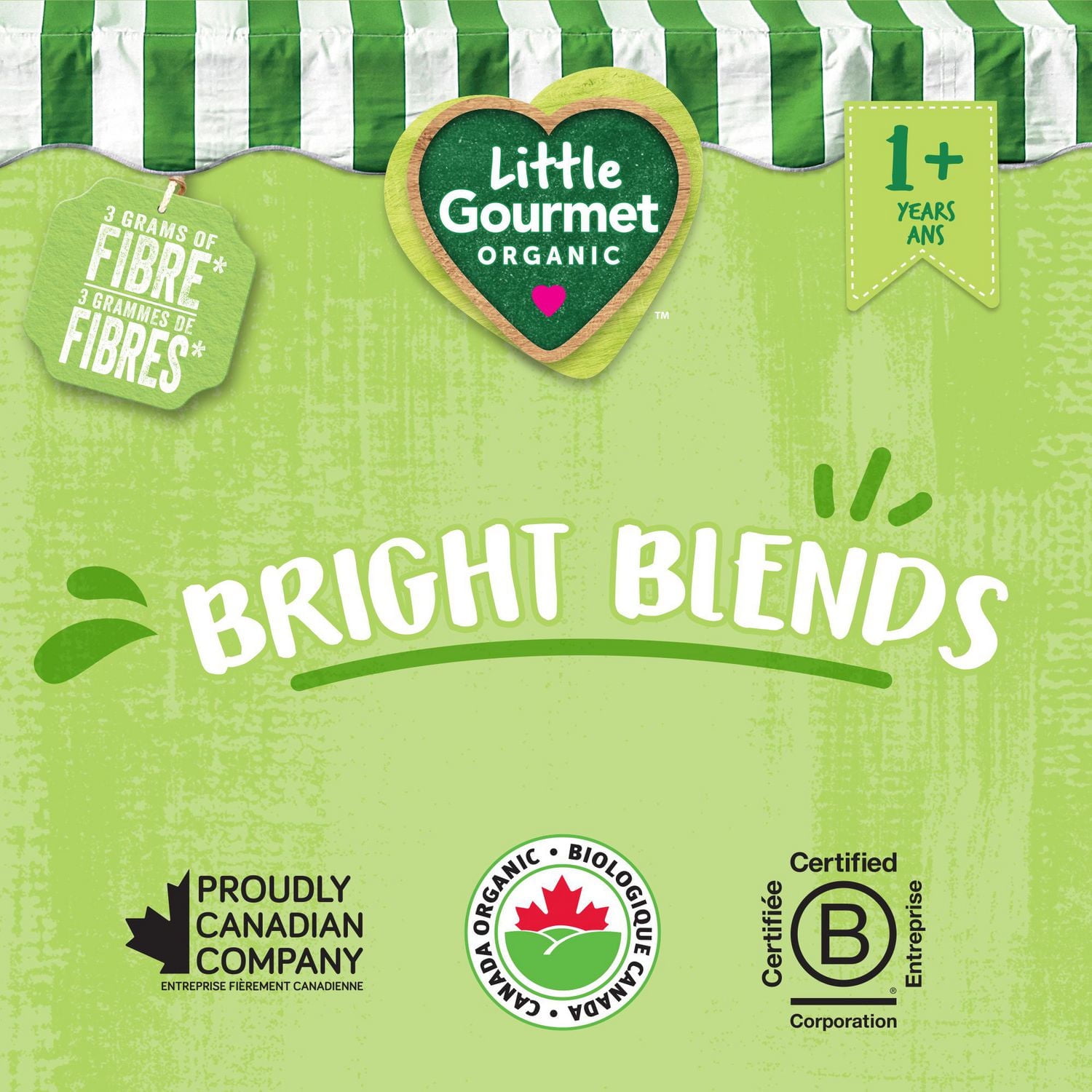 Pochette de purée biologique Bright Blends – Fraise, Banane, Haricot – Little Gourmet – Stade 2 prêt pour l'école maternelle / la crèche