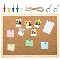 Double-Sided Cork Board for Wall,1 Pack 15.7"X 12" Hanging Wood Framed Bulletin Board,Picture Display Vision Board Corkboards for Wall Room School Office Decor(Pins, Eye Bolts, Rope)