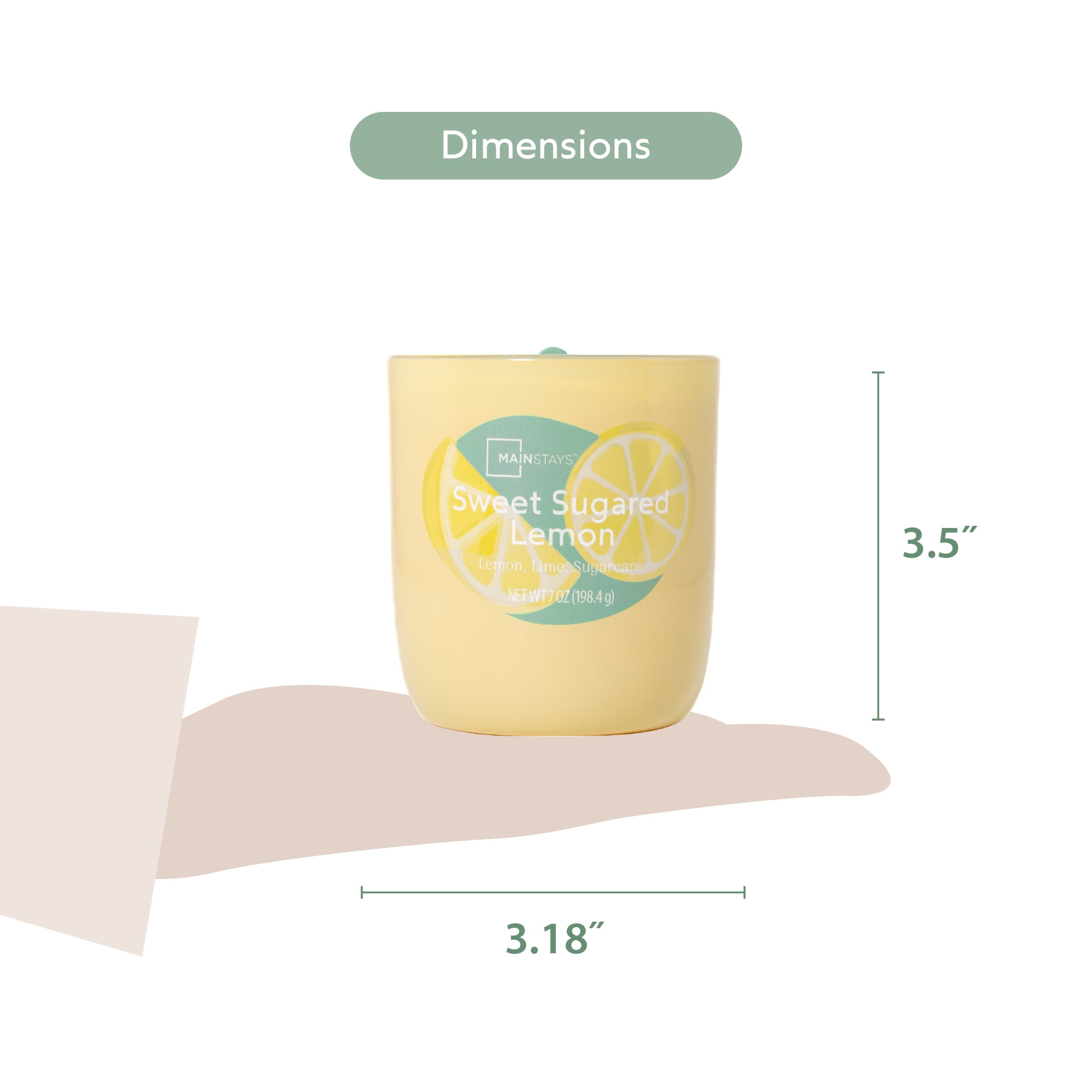 Mainstays 1-Wick Glossy Glass Candle, Sweet Sugared Lemon, 7 oz