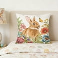 thumbnail image 6 of AuroraX Easter Throw Pillow Covers 18x18 Inch Square Linen Farmhouse Outdoor Bunny Rabbits Tulips Floral Decorative Pillow Covers Spring Cushion Case for Couch Sofa Bench, 6 of 6