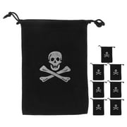 YEAHIBABY 8Pcs Pirate Drawstring Bags Black Polyester Skull Sign Candy Pouch