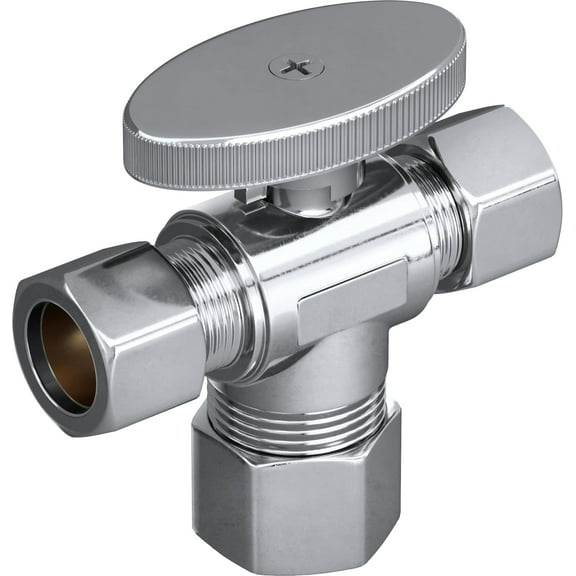 Proflo Pfxq3c322c 3/8" X 3/8" X 5/8" Quarter Turn 3 Way Valve - Chrome