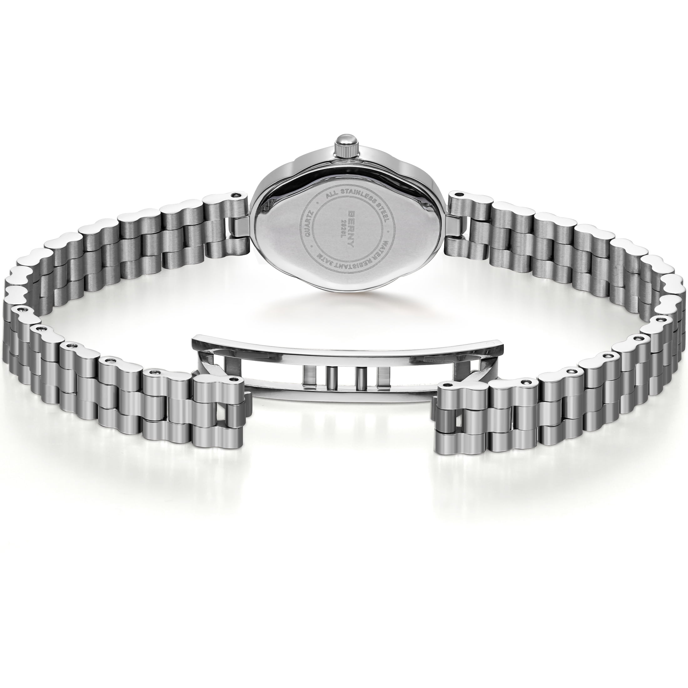 BERNY Small Silver Watches for Women Dainty Vintage Ladies Analog Quartz Bracelet Watch, Adjustment Tool Included Stainless Steel Waterproof, Fashion Luxury Womens Wrist Watches Gifts (Black)