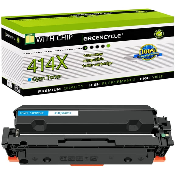 greencycle Compatible Toner Cartridge Replacement for HP 414X W2021X (With Chip) to use in Color Pro MFP M479fdw M479fdn M454dw M454dn M479dw M455dn M479 M454 Printer - 1 Pack W2021X, Cyan