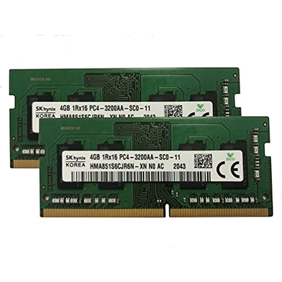 SK Hynix KIT 8 Go (2 x 4 Go) DDR4 3200 MHz PC4-25600 1,2 V 1R x 16 SODIMM Module de Mémoire RAM pour Portable HMA854S6CJR6N-XN, Paquet OEM