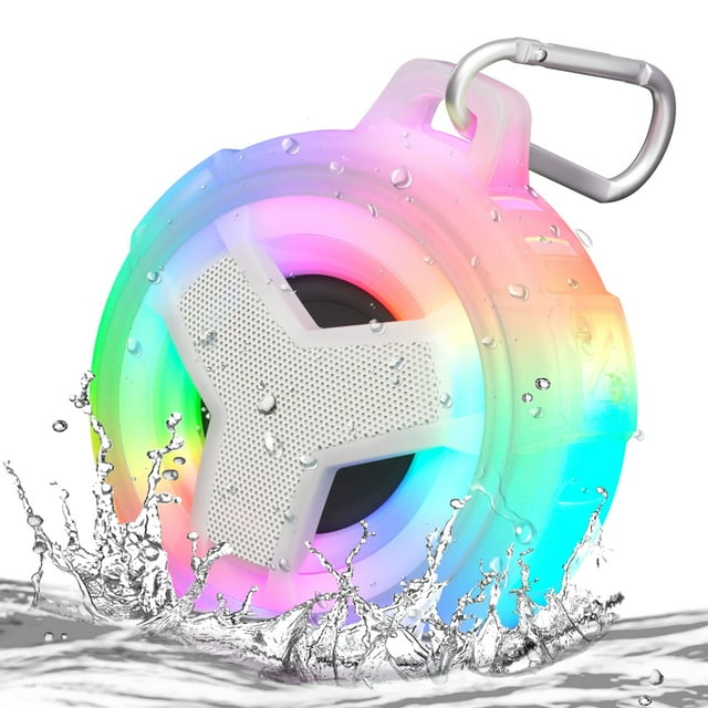 EBODA Altavoz de ducha Bluetooth, Altavoces Bluetooth portátiles, Altavoz inalámbrico impermeable IP67 con luz LED, 2000 mAh, estéreo inalámbrico verdadero, para hombres y mujeres, regalos musicales ú