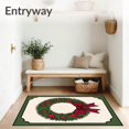 thumbnail image 3 of ODIKA 6'x9' Machine Washable Non-Slip Area Rug, Merry Pinecone Wreath Elegant Entrance Doormat High Traffic Rug with Pad, Green, 651405, 3 of 8
