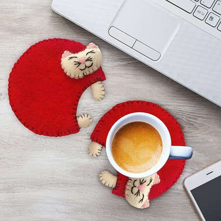 

Kitchen Tools Creative Cartoon Animal Wool Tea Handmade Cute Anti Scald Water Cup Mat Pad Placemat For Table Kitchen Decoration （Half Month Payment）