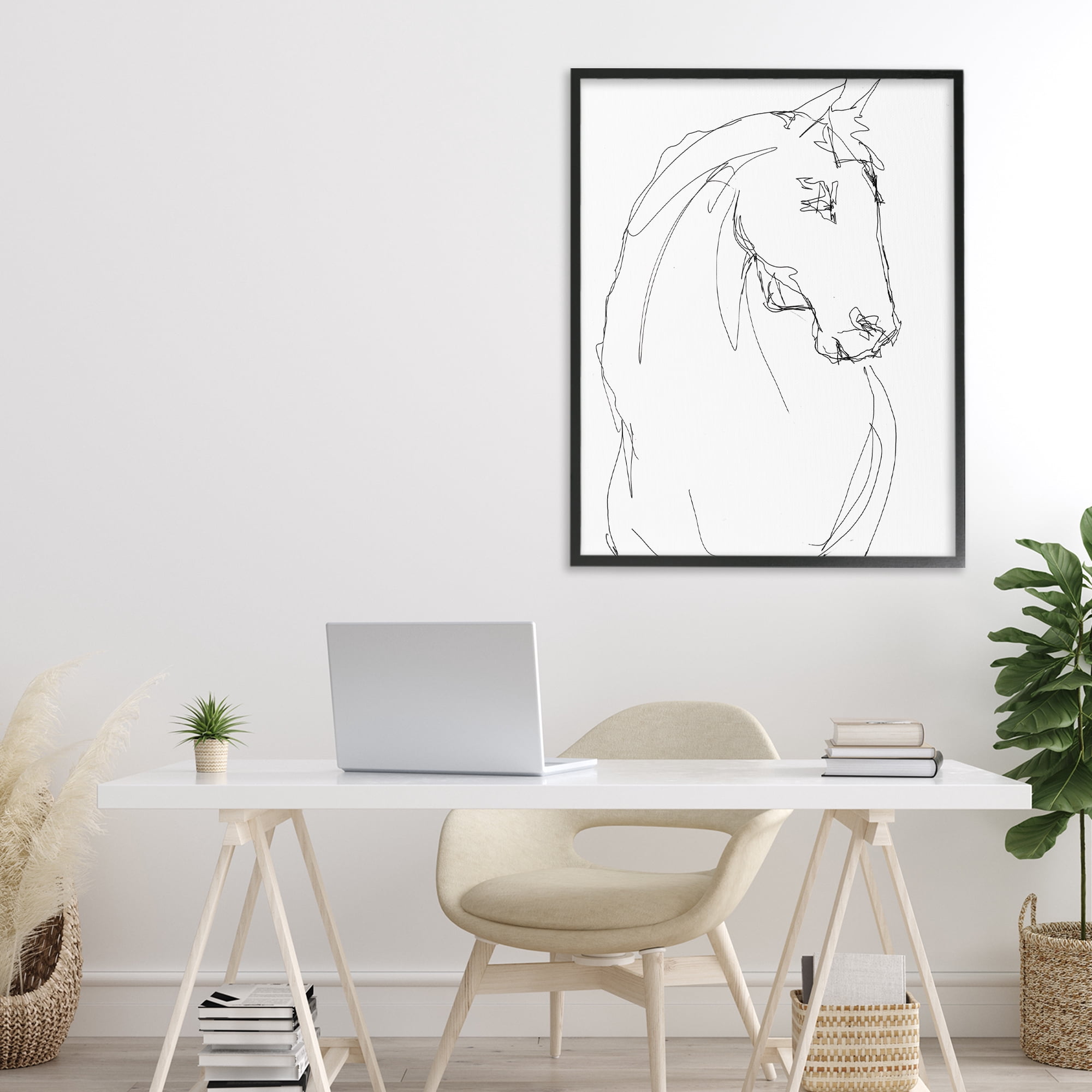 Stupell Industries Sketched Horse Contour Black Framed Giclee Art, design by Lorenzo Collective