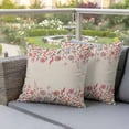 thumbnail image 4 of Pastoral Flower Pillow Covers 2 Pack Pink Flower Watercolor Leaf Retro Linen Pillowcase Waterproof Outdoor Throw Pillow Cover for Patio Garden Square Cushion 18”x18”, 4 of 9