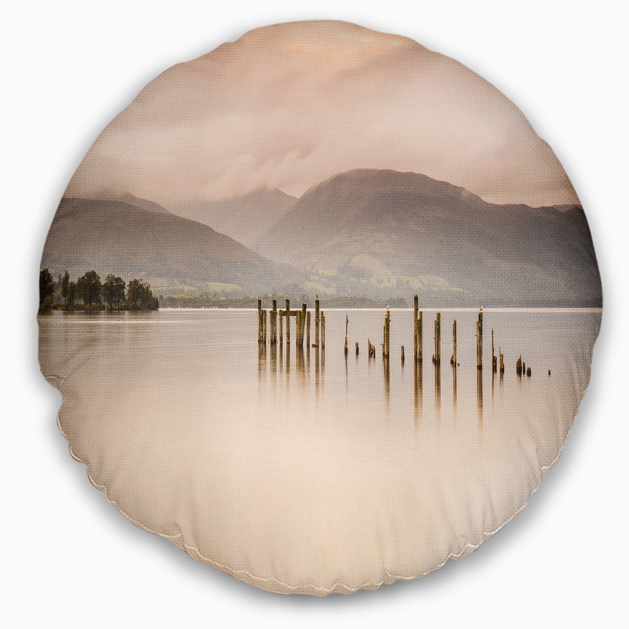 Design Art Designart Loch Lomond Jetty And Mountains Landscape Printed Throw Pillow Walmart Com Walmart Com