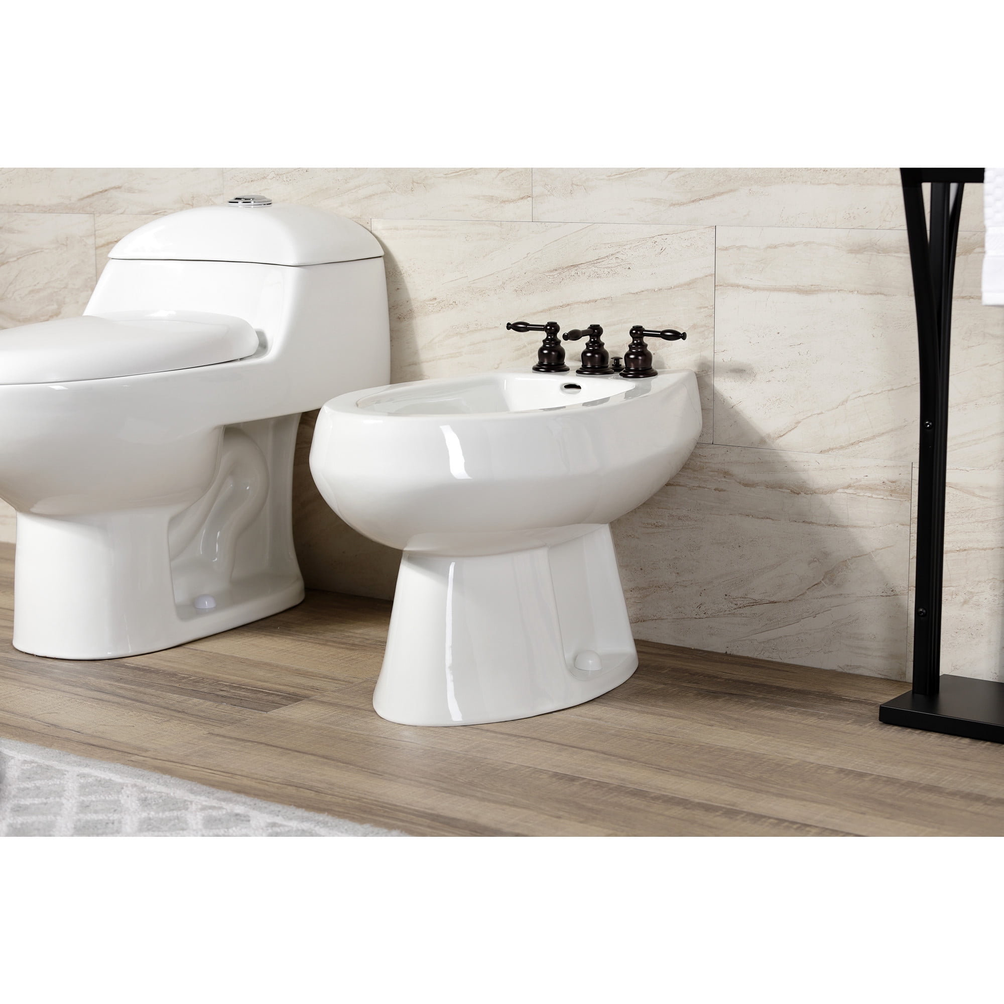 Kingston Brass KB325KL Knight Three-Handle Bidet Faucet with Brass Pop-Up, Oil Rubbed Bronze