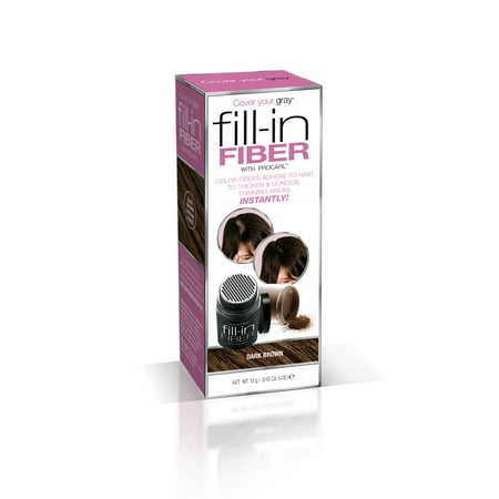 Cover Your Gray Fill-In Hair Building Fibers- DARK BROWN: Hair Fibers for Thinning Hair, Hair Powder for Bald Spots, Baldness Cover up, Beard Filler, Hair
