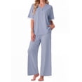 thumbnail image 2 of MINTREUS Women's Pajama Set Short Sleeve Sleepwear Set Soft Two Piece Matching Set with Pockets, 2 of 5