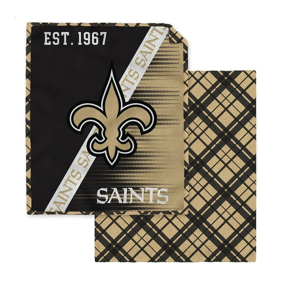 Pegasus New Orleans Saints 60" x 80" Digital Dash Two-Sided Checkered Ultra Cozy Sherpa Blanket