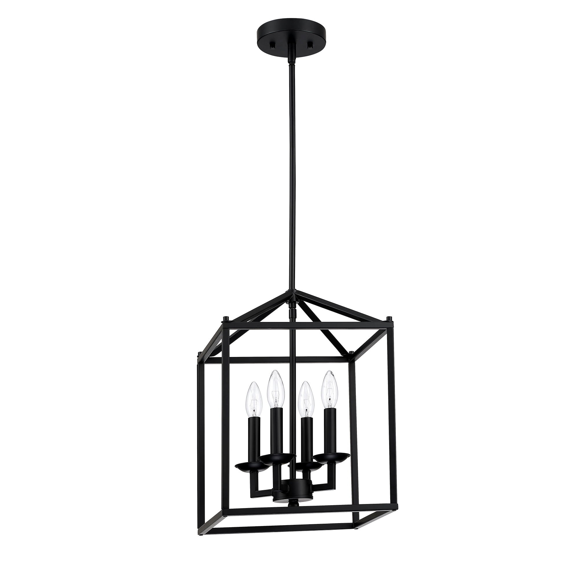 4-Light Pendant Light Kithen Island Matte Black Ceiling Mount Light Fixture for for Bedroom, Dining Room, Living Room, Dining Table, Bars