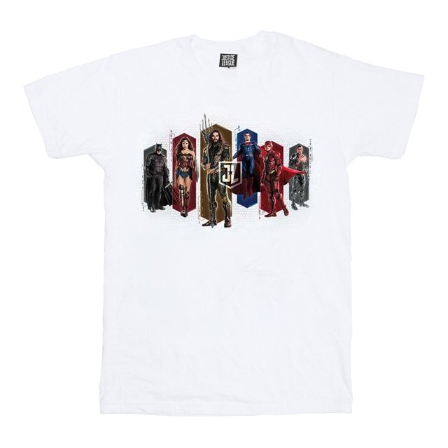 DC Comics T-Shirt Homme Équipe du Film Justice League Hexagones