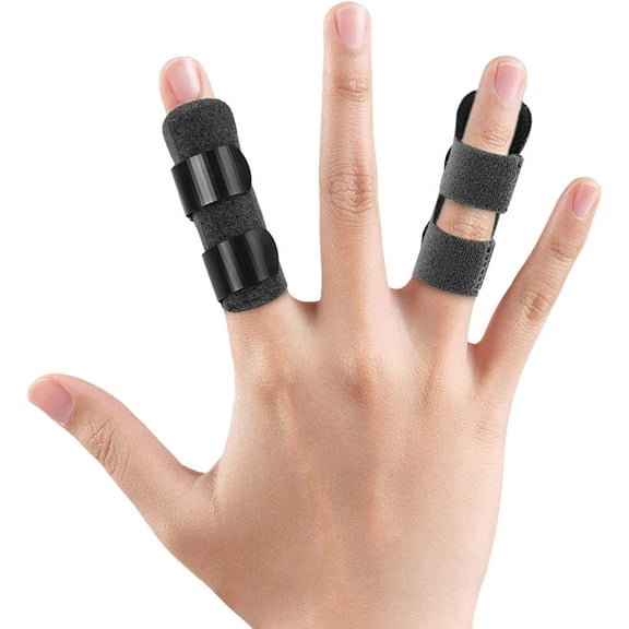 (2Pcs) Finger Splint,Trigger Finger,Finger Support Brace,Adjustable with Built-in Aluminium Support for Finger Joint Pain, Finger Arthritis, Fits All Finger. Black