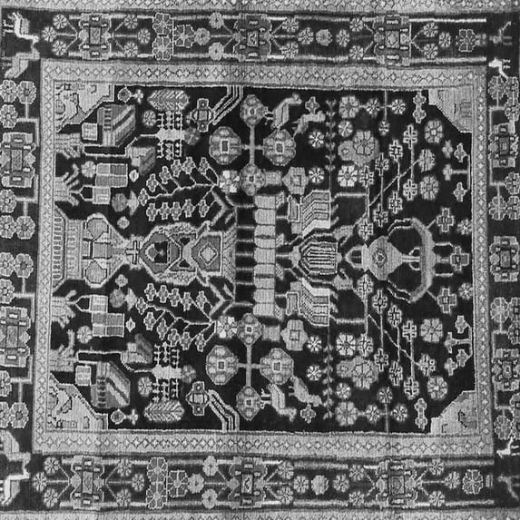 Ahgly Company Indoor Square Persian Gray Traditional Area Rugs, 3' Square