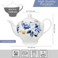 thumbnail image 3 of STP GOODS Mizuki Porcelain Teapot in Gift Box 40.6 fl oz (1.2 L) Floral Kitchen Teapot for Loose Tea Tea Pot Tea Brewer Tea and Coffee Pot Kettle for Blooming Teas, White Blue Gold, 3 of 4