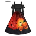 thumbnail image 4 of Vestido de Halloween de manga larga vintage para mujer, elegante vestido de tirantes finos de los años 50 y 60 para fiesta de noche y graduación, 4 of 5