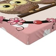 thumbnail image 2 of Ambesonne Owls Fitted Sheet, Couple on Branch, Full Size, Coral Brown Pale Yellow, 2 of 3