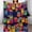 Flannel Blanket Colorful Feather Owl Flock blanket 30"x40" 1, variant on GXFC Cheetah Cub at Sunset blanket, comfortable and soft, warm casual blanket, printed design, winter sofa dormitory home decoration, must-have travel product. Size is 30x40 inches.