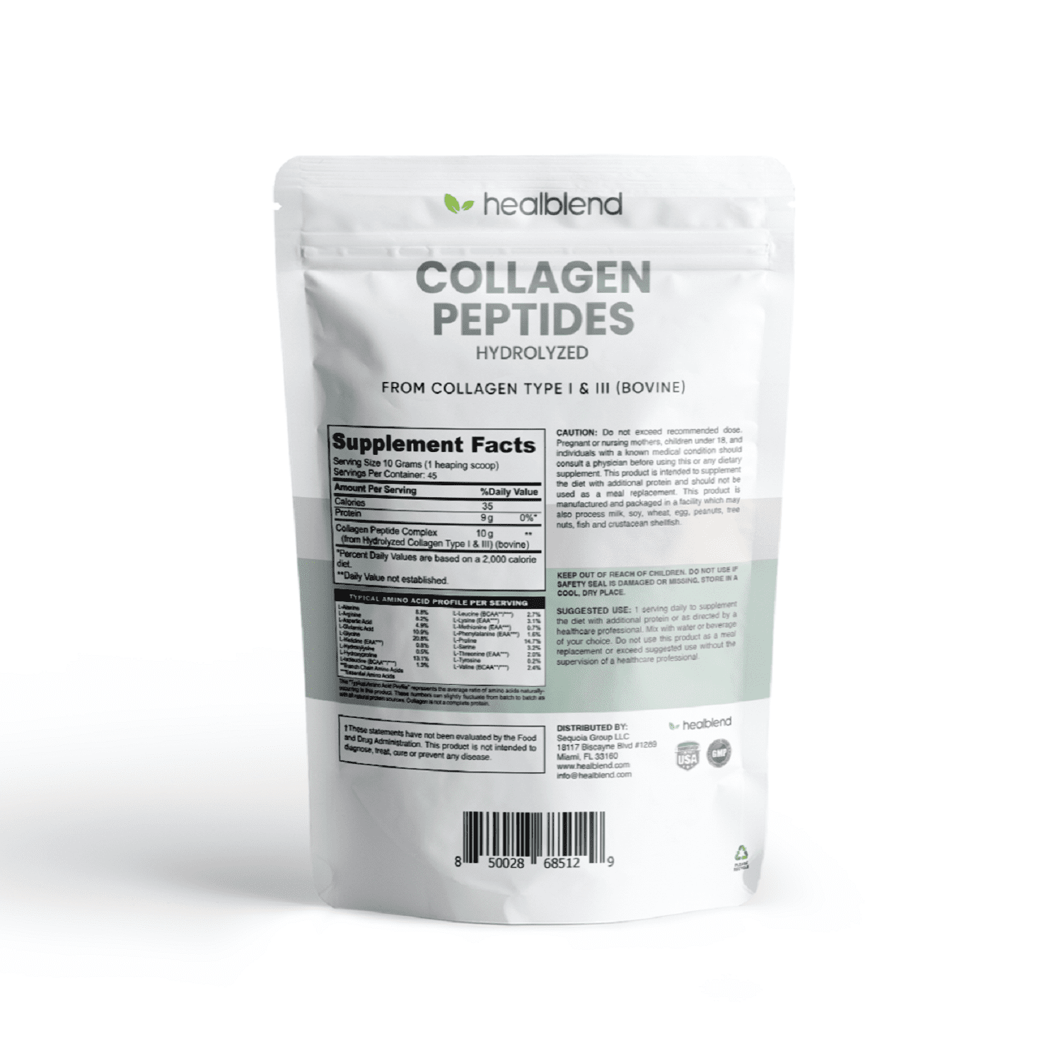 Healblend Collagen Peptides Powder, Hydrolyzed Collagen Powder Types I & III, Multi Collagen Protein Powder Supplement, Easy to Mix Drink 2-Pack