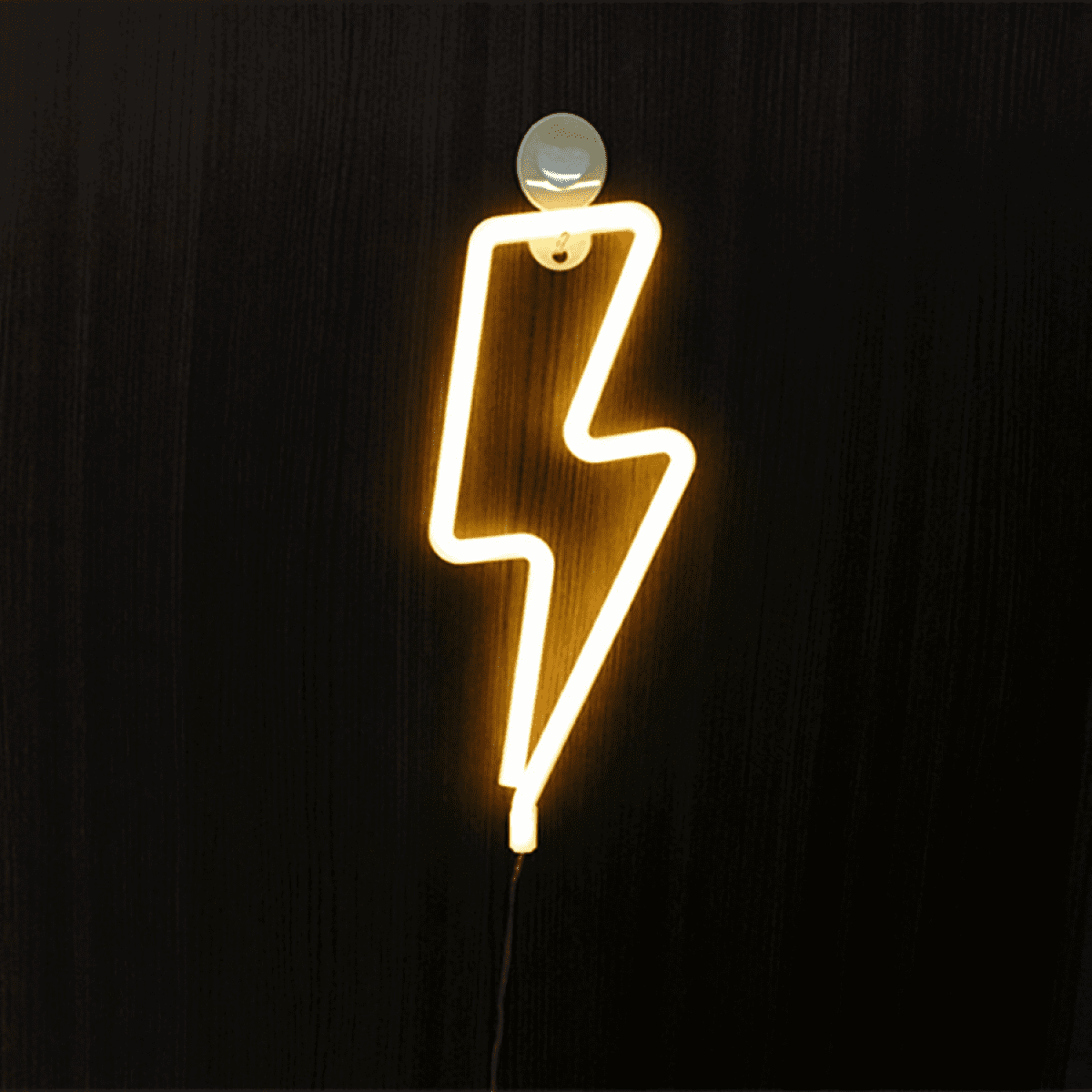 TIMPCV Neon Sign Lightning Bolt Neon Light Sign for Wall Decor, USB or