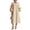 Beige, variant on Midi Dresses for Women Lantern Sleeve Cotton Linen Tunic Dress Loose Fit Button Front 3D Floral Applique A Line Dress Elegant Party Fall Outfits