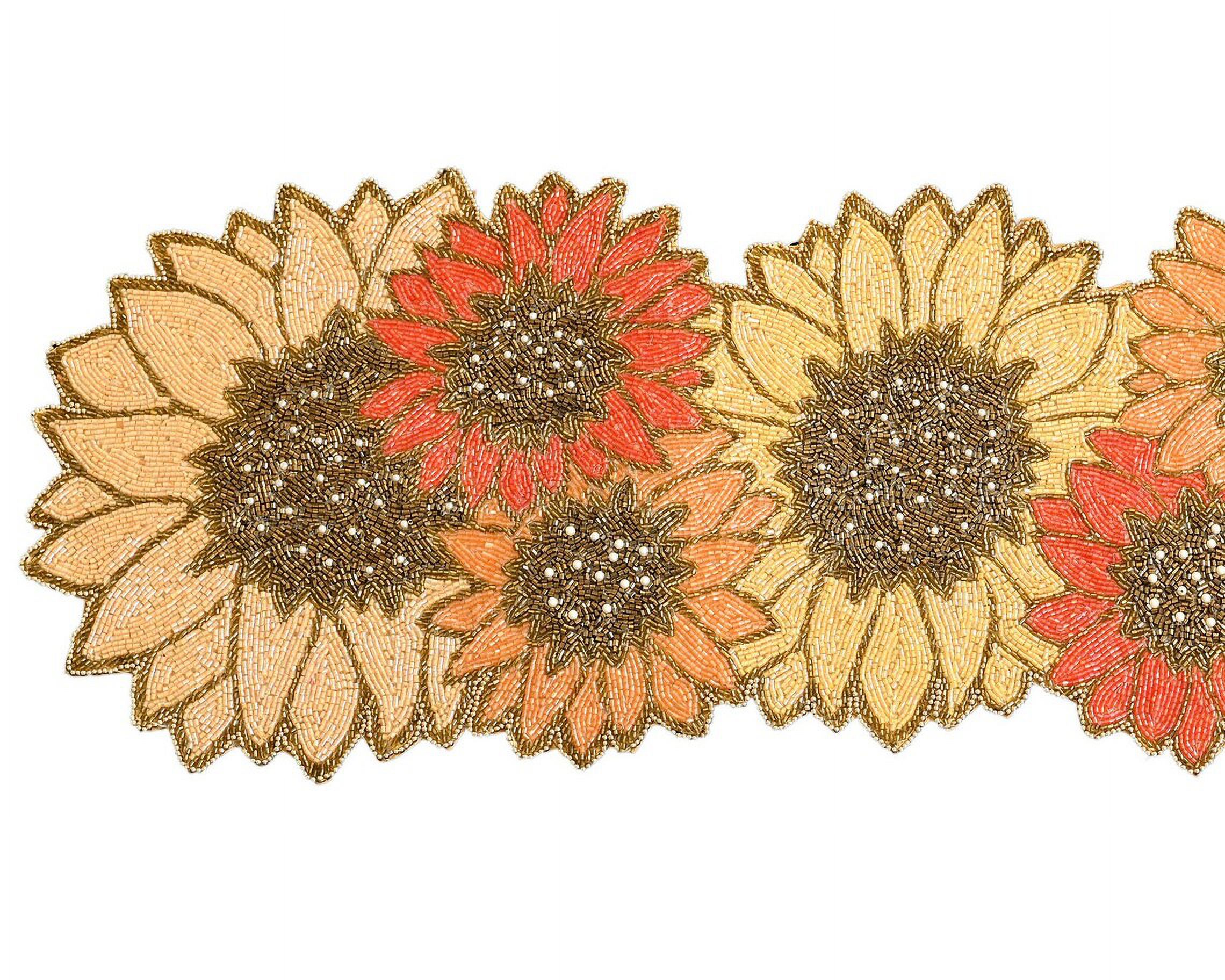 Handmade Beads Table Runner, Multicolor Sunflower Table Runner, Spring Tableware 13X36 Inch