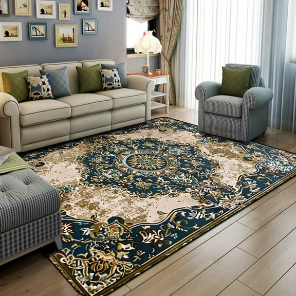 Retro Persian Carpet Living Room Large Size Household Mat Luxury Bedroom ration Rug Non-slip Lounge