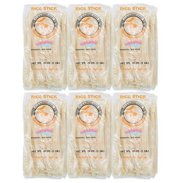 Wide Thai Rice Stick Noodles Xl (1cm) Pack of 6 (16 Ounce each)