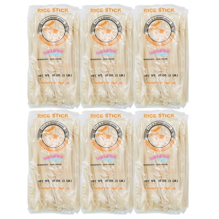 Snackathon Pad Thai Style Rice Stick Noodles, 10 mm Width, 16 oz (Pack of 6)