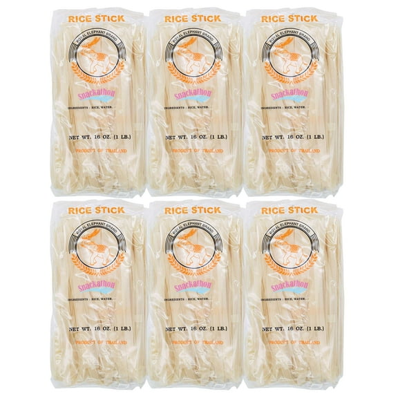 Snackathon Pad Thai Style Rice Stick Noodles, 10 mm Width, 16 oz (Pack of 6)