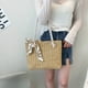 thumbnail image 2 of Bolso de mano retro para mujer, pañuelo de seda tejido de paja, bolso de mano grande (caqui) Likrtyny Para estrenar, 2 of 9