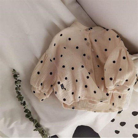 

DancePeanut Fashion Baby Shirt Water Jade Wave Point Soft Cotton Long Sleeve Shirt Coat Boy Girls Tops Baby Clothes Three To Eight Years Old