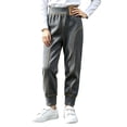 thumbnail image 4 of Antinious Boys Girls Solid Fleece Lined Elastic Waist Full Length Pants Leggings, 4 of 5