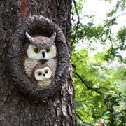 Wadada Owl Mom and Owlet Tree Hugger, Outdoor Garden Sculpture Tree Faces, Owl Bird Garden Resin Statue, Tree Peeker Ornament, Durable & Waterproof,Decor Gardening Presents for Housewarming Birthday