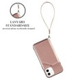 thumbnail image 5 of Elehold Lanyard Wallet Case for iPhone 11 6.1 Inch Premium vegan leather with Wrist Strap,Shockproof Magnetic Buckle Flip Kickstand Credit Card Slots Anti-Scratch Protective Cover, Rosegold, 5 of 5