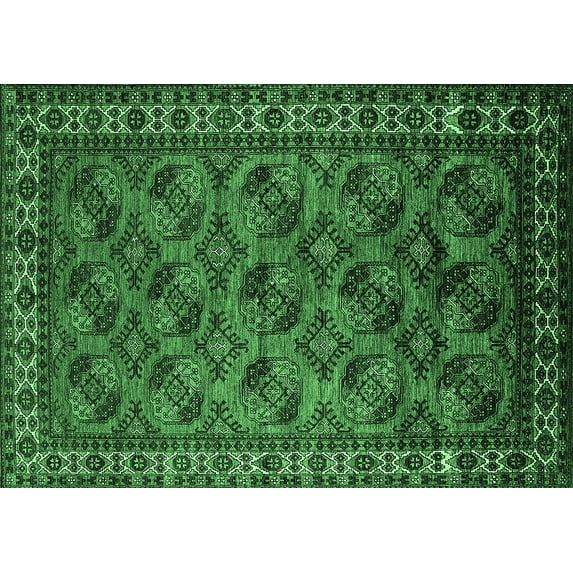 Ahgly Company Indoor Rectangle Oriental Emerald Green Industrial Area Rugs, 8' x 10'