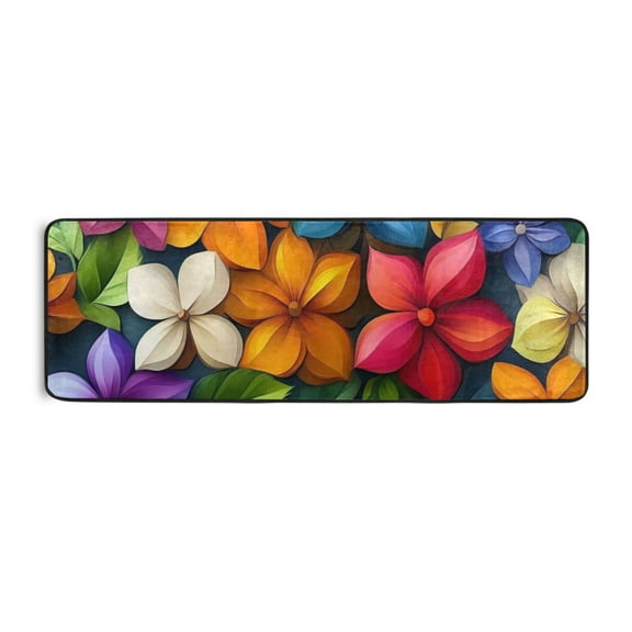 Colorful Bright Flowers Runner Rug for Hallways Kitchen Non Slip 2'x 6' Washable Hall Carpet for Bedroom Entryway Laundry Room