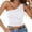 White, variant on tank top for women Women Summer Casual Top One Shoulder Tight Fit Solid Color Sleeveless Wrap Chest Tank Top Womens tank tops Black + XXL
