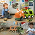 thumbnail image 6 of Boy Toys Cars 3-5, Dinosaur Truck with 4 Pull Back Dinosaur Cars, Dinosaur Toys for 1 2 3 4 5 Year Old Boys with Flashing Lights, Music and Roaring Sound, 6 of 7