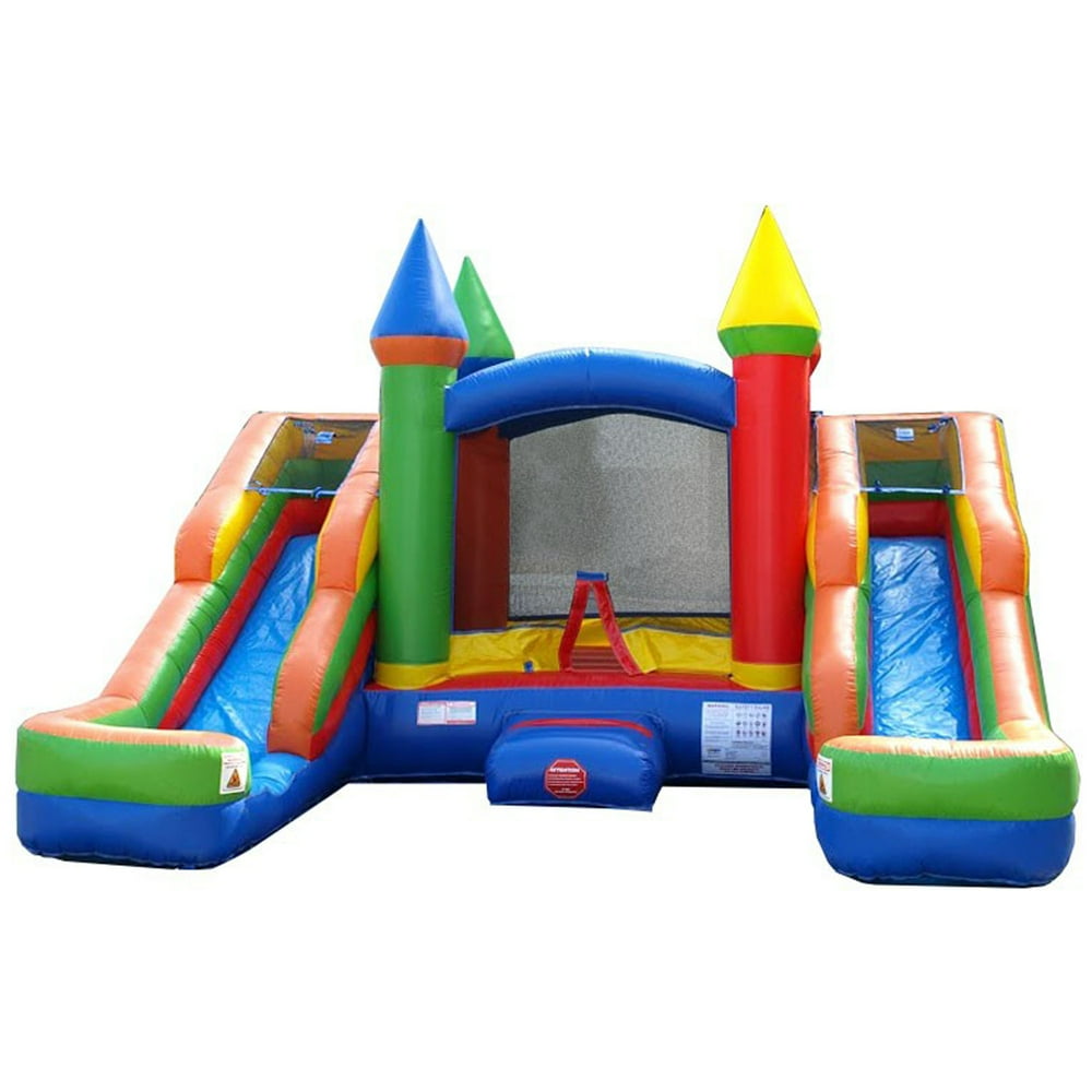 Pogo Crossover Double Water Slide Bounce House Combo, Rainbow Walmart