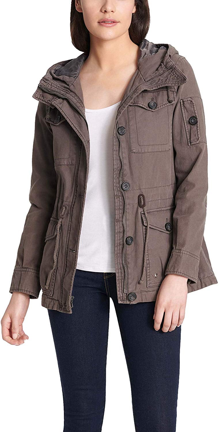 levi's women's cotton four pocket hooded field jacket
