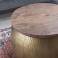 thumbnail image 4 of Powell Wesmar Metal Indoor Drum Accent Table with Storage, 16" Tall, Brass, 4 of 8