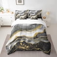thumbnail image 2 of YST 7pcs Black and Grey Marbling Bedding, Abstract Aesthetic Comforter Set, Queen Size, 2 of 4